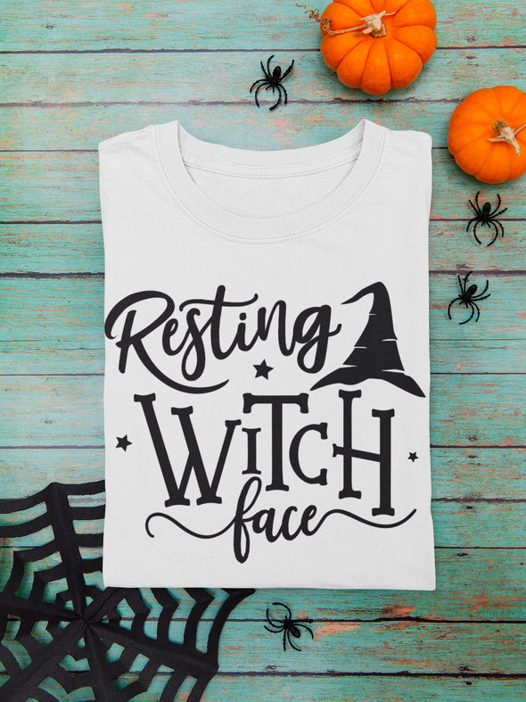 Resting Witch face.  Halloween design. Soft shirt. trick or treat