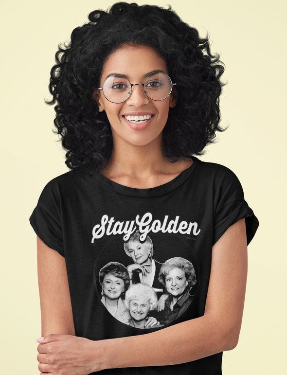 Stay Golden Black and white design . Shirts, mugs, dog bandanas, hoodies, socks,  Golden girls tribute.