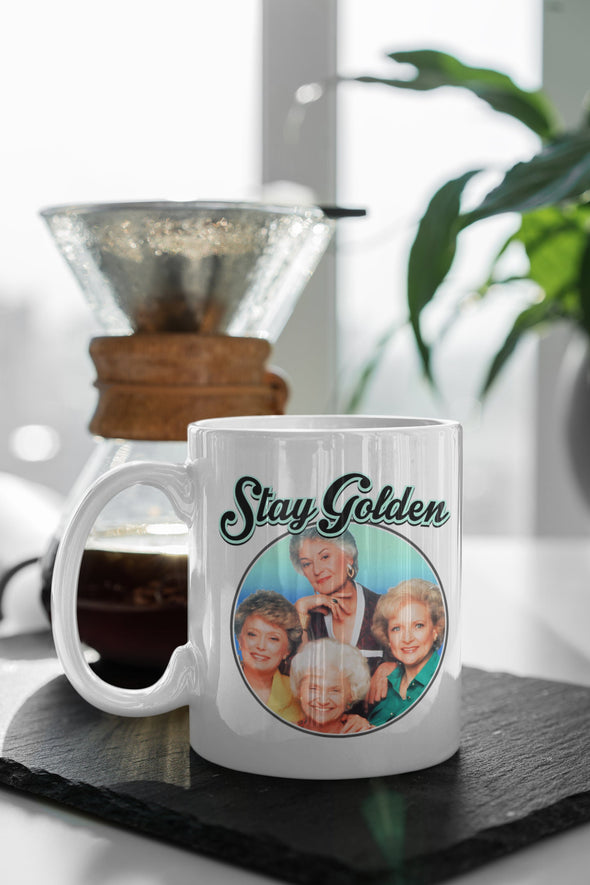 Stay Golden color design . Shirts, mugs, dog bandanas, hoodies, socks,  Golden girls tribute.