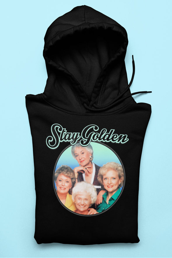 Stay Golden color design . Shirts, mugs, dog bandanas, hoodies, socks,  Golden girls tribute.