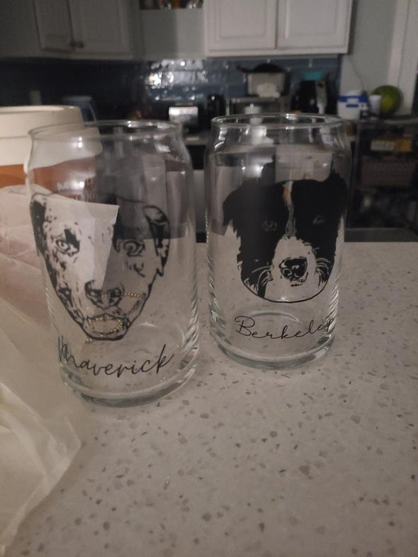 customizable Doggy glass.  Dog Mom, Dog Dad.  perfect Dog lovers gift. Beer can Glass. Sublimated glass can with bamboo lid and glass straw.