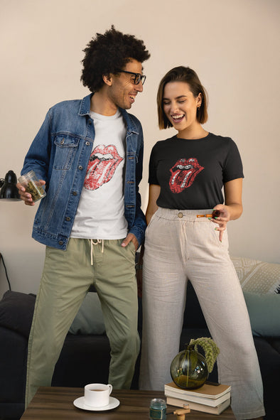 Bella Canvas Loungewear tee.  Comfy tees to live in.  Lips tee.  Rolling stones vibes
