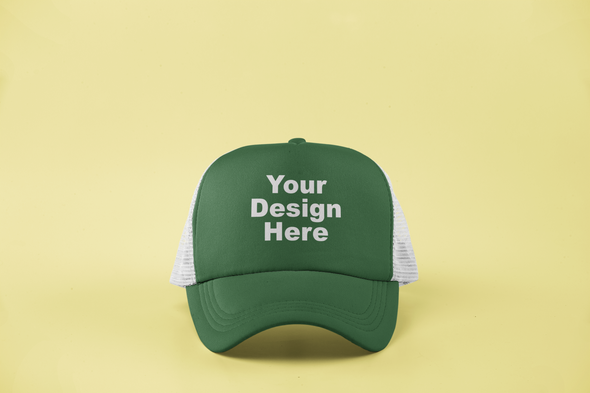 Customizable (vinyl or print) Trucker hat with contrast stitching