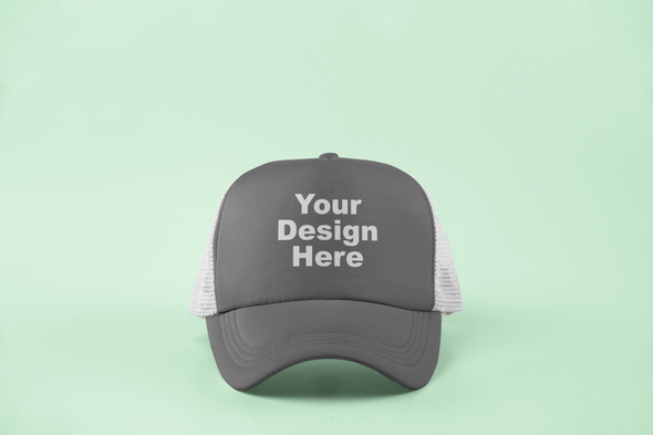 Customizable (vinyl or print) Trucker hat with contrast stitching