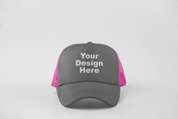 Customizable (vinyl or print) Trucker hat with contrast stitching