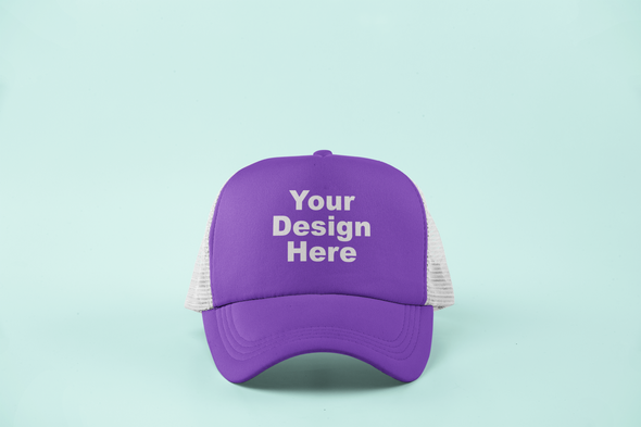 Customizable (vinyl or print) Trucker hat with contrast stitching